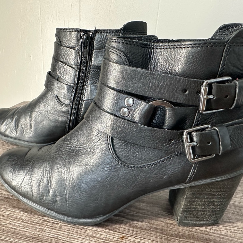 Josef Seibel Black Leather Ankle Boots